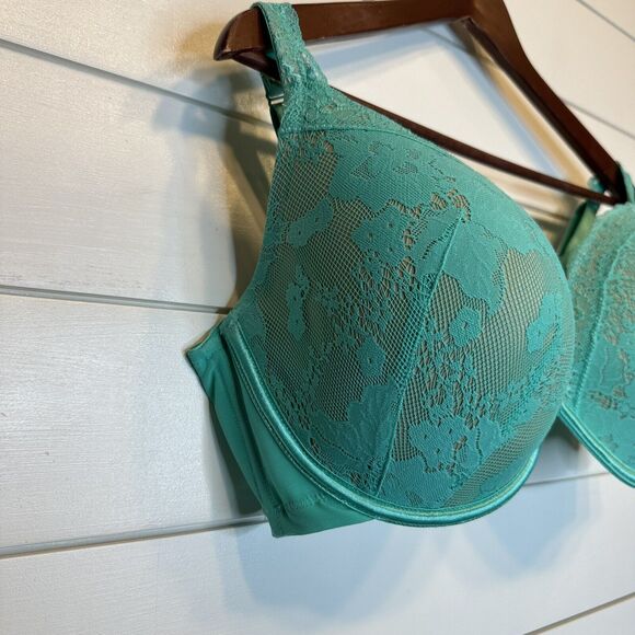 Cacique Bra 42DDD Teal Nude Lace Adjustable Straps Lane Bryant Lingerie Top - Picture 6 of 11
